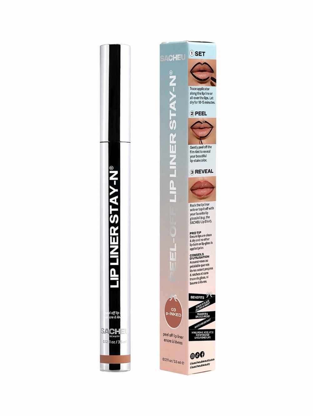 SACHEU Lip Liner Stay-N Peel-Off Lip Tint — Pinked